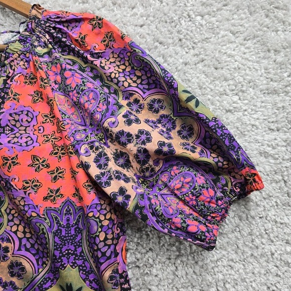 Xirena Jules Puff-Sleeve Top Womens Medium White Boho Luxe V-Neck Cotton Blouse - Picture 4 of 15